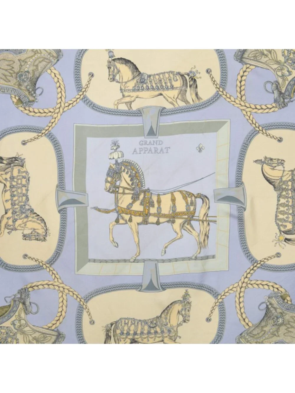 Hermes Scarf Light Blue Beige Silk